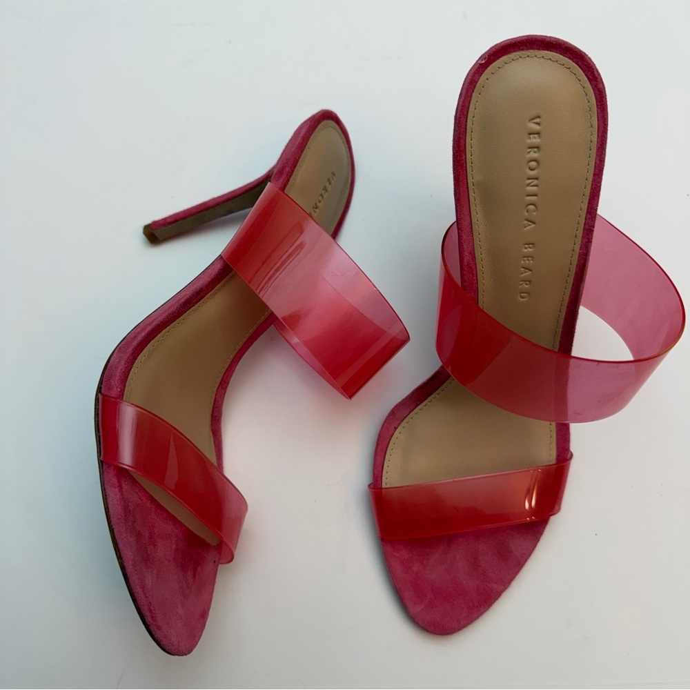 Veronica Beard Asha Pink Translucent Strapped Sandal Heels,Size 8.5 (fit like 8) - Picture 2 of 8